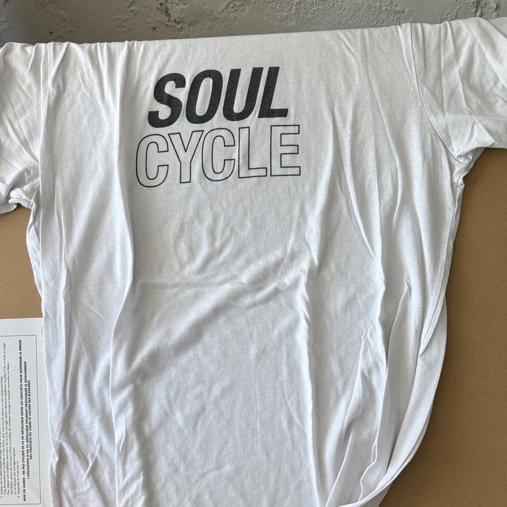 soulcycle White Tee with Black Logo Print